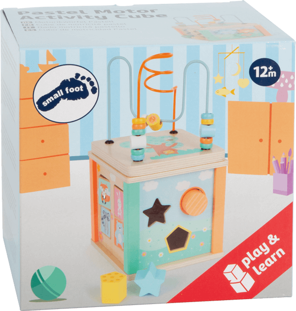 Small Foot -  Wooden Motor Skills 5 in 1 Activity Cube "Pastel" Toy