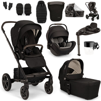 Nuna MIXX Next + ARRA Flex Travel System + Luxury Accessories Bundle - Caviar