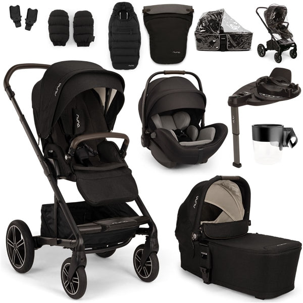 Nuna MIXX Next + ARRA Flex Travel System + Luxury Accessories Bundle - Caviar