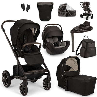 Nuna MIXX Next + ARRA Flex Travel System + Luxury Accessories Bundle - Caviar