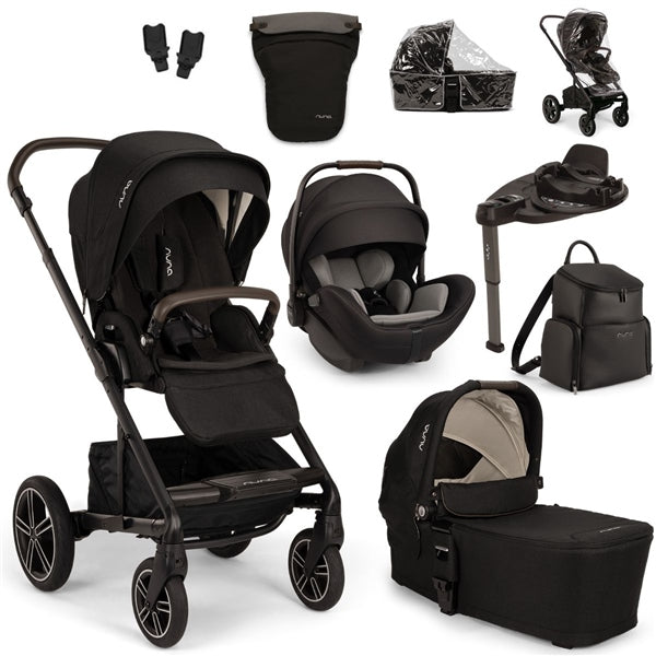 Nuna MIXX Next + ARRA Flex Travel System + Luxury Accessories Bundle - Caviar