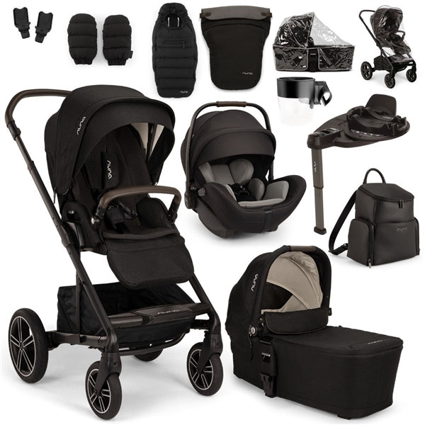 Nuna MIXX Next + ARRA Flex Travel System + Luxury Accessories Bundle - Caviar