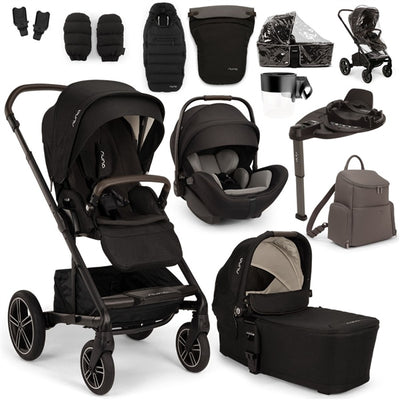 Nuna MIXX Next + ARRA Flex Travel System + Luxury Accessories Bundle - Caviar