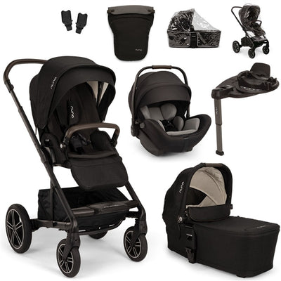 Nuna MIXX Next + ARRA Flex Travel System + Luxury Accessories Bundle - Caviar