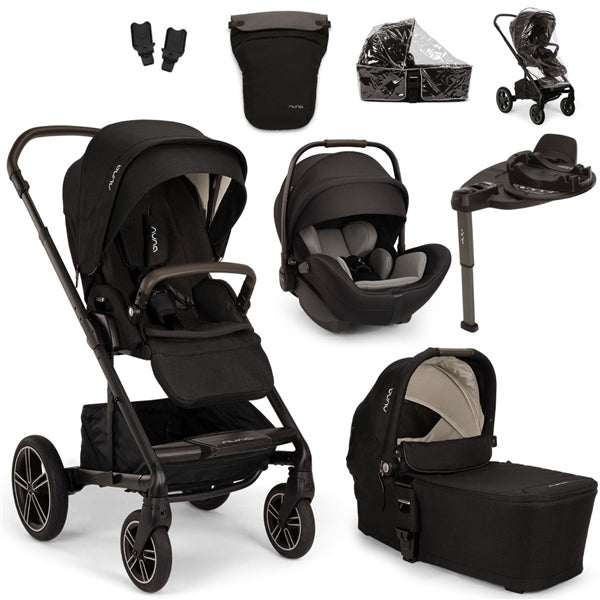 Nuna MIXX Next + ARRA Flex Travel System + Luxury Accessories Bundle - Caviar