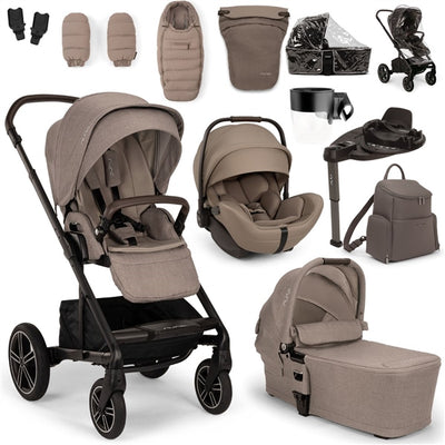 Nuna MIXX Next + ARRA Flex Travel System + Luxury Accessories Bundle - Cedar