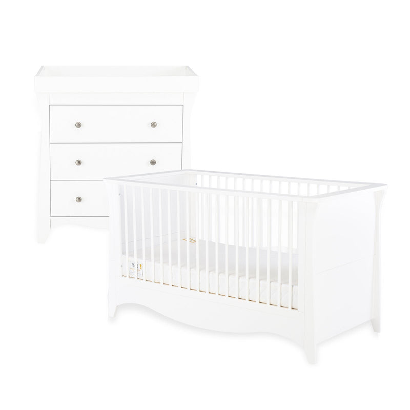 CuddleCo - Clara 2 Piece Nursery Furniture Set (Cot Bed & Dresser) - White