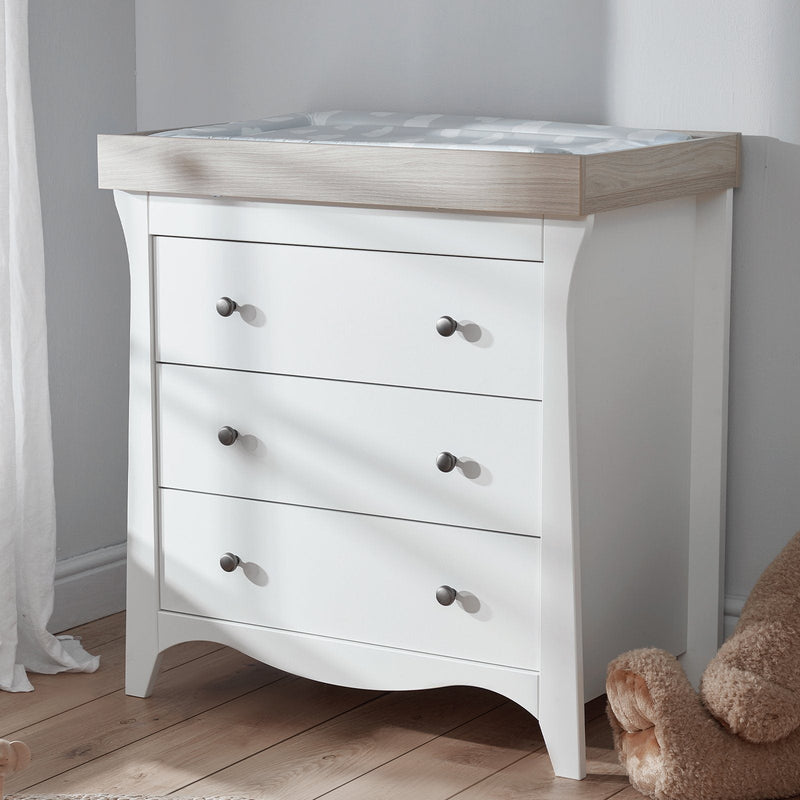 CuddleCo - Clara 3 Drawer Dresser & Changer - White & Ash