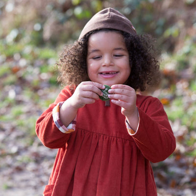 Little Green Radicals - Burnt Ochre Day After Day Reversible Corduroy Pocket Dress