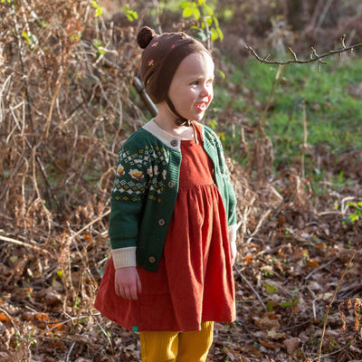 Little Green Radicals - Burnt Ochre Day After Day Reversible Corduroy Pocket Dress