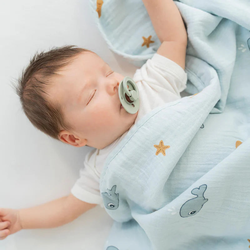 Done By Deer - Cozy - Baby Blanket - 1.0 Tog Organic Cotton - Wally - Blue