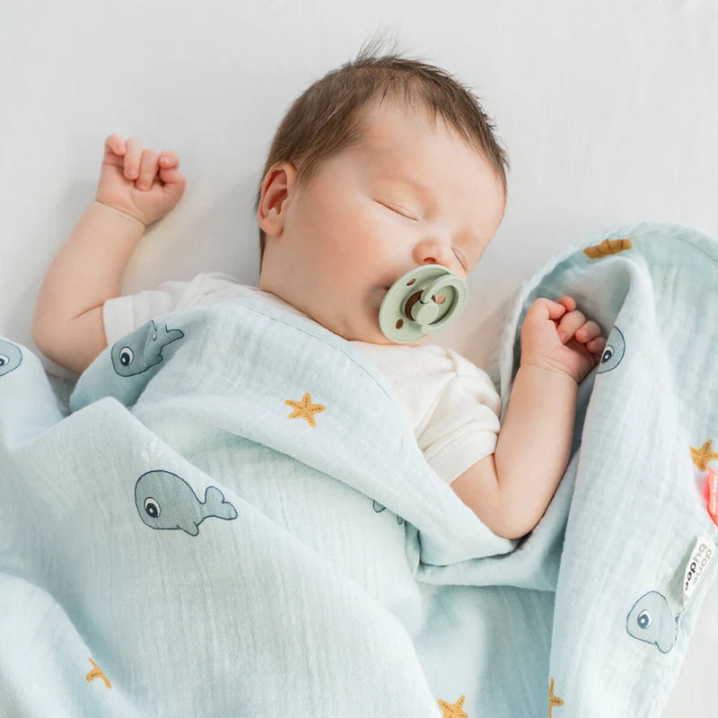 Done By Deer - Cozy - Baby Blanket - 1.0 Tog Organic Cotton - Wally - Blue