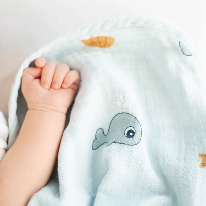 Done By Deer - Cozy - Baby Blanket - 1.0 Tog Organic Cotton - Wally - Blue