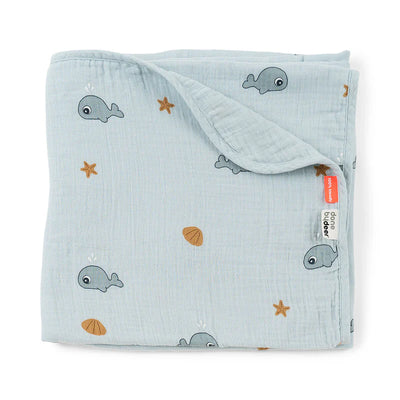 Done By Deer - Cozy - Baby Blanket - 1.0 Tog Organic Cotton - Wally - Blue