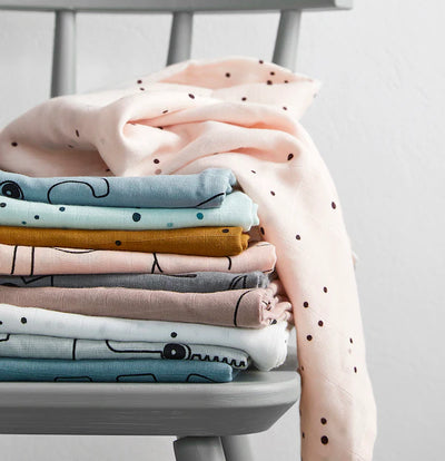 Done By Deer - Wrap - Large Swaddle Muslin 2-pack - Dreamy Dots - White