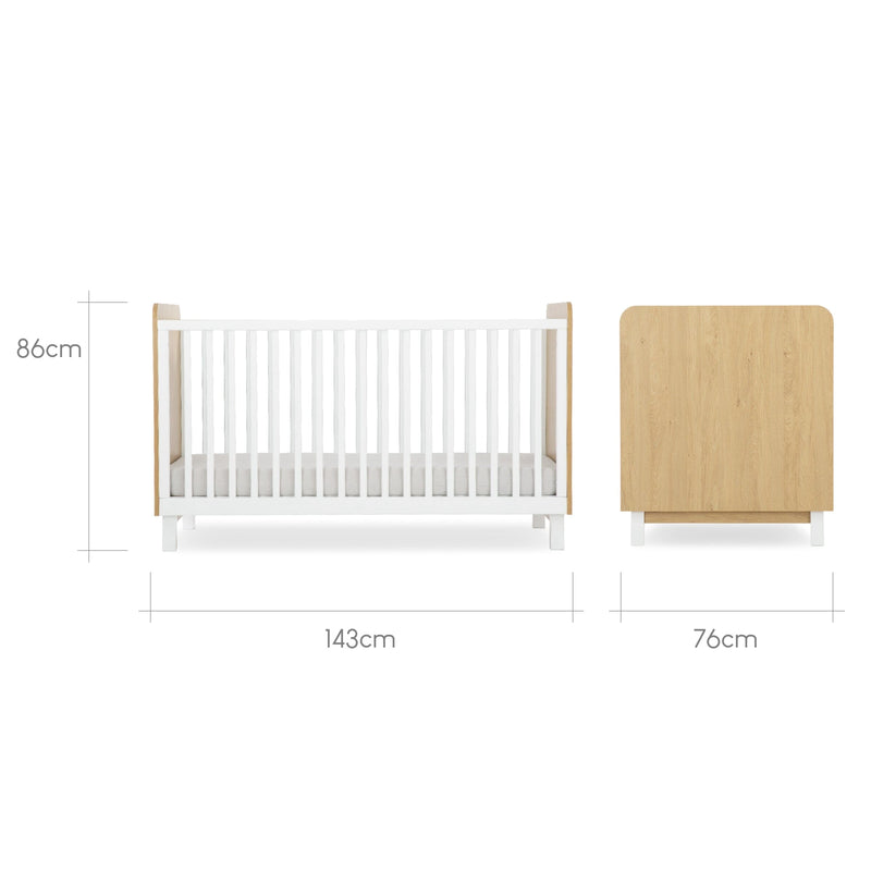 CuddleCo - Rafi 4 Piece Nursery Furniture Set - Oak & White