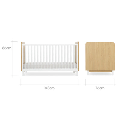 CuddleCo - Rafi 5 Piece Nursery Furniture Set - Oak & White