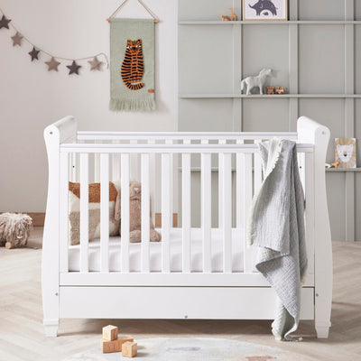 Babymore Eva Sleigh Cot Bed Dropside with Drawer