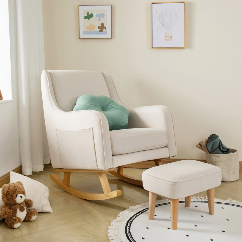 Babymore - Ida Nursing Chair with Footstool – Ivory