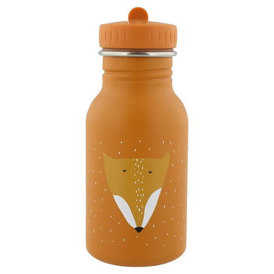 Trixie 350ml stainless steel kids water bottle with orange fox design and leakproof cap