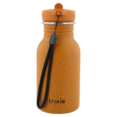 Trixie 350ml stainless steel water bottle with orange fox design and carrying strap
