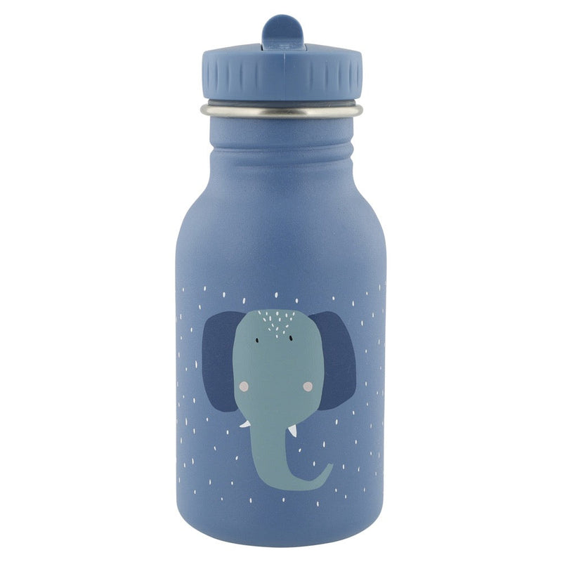 Trixie 350ml stainless steel water bottle with blue elephant design for kids, leakproof and durable alternative to plastic bottles
