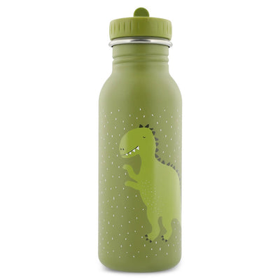 Green stainless steel 500ml Trixie water bottle with dinosaur design for kids