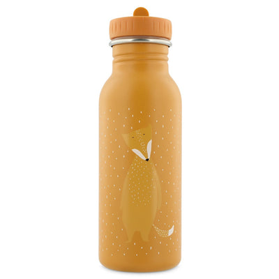 Trixie 500ml stainless steel water bottle with orange fox design for kids, leakproof and durable with child-friendly cap and carrying loop