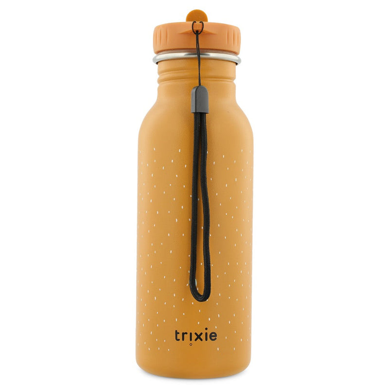 Trixie 500ml stainless steel water bottle for kids with orange fox design and leakproof cap
