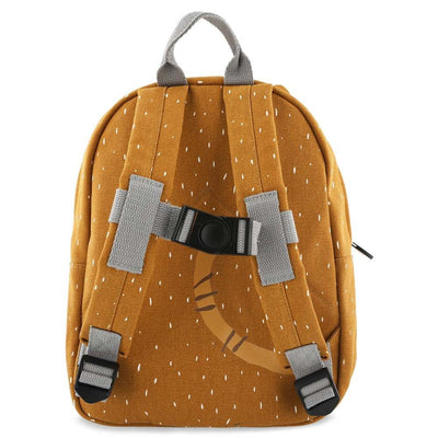 Brown kids backpack Mr. Tiger with adjustable padded straps and chest buckle