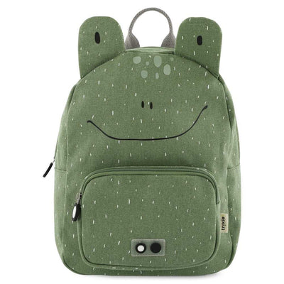 Green Trixie Backpack Mr. Frog with adjustable straps and front pocket for kids age 3+