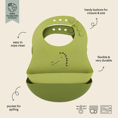 Trixie - Silicone bib 2-pack - Mr. Dino