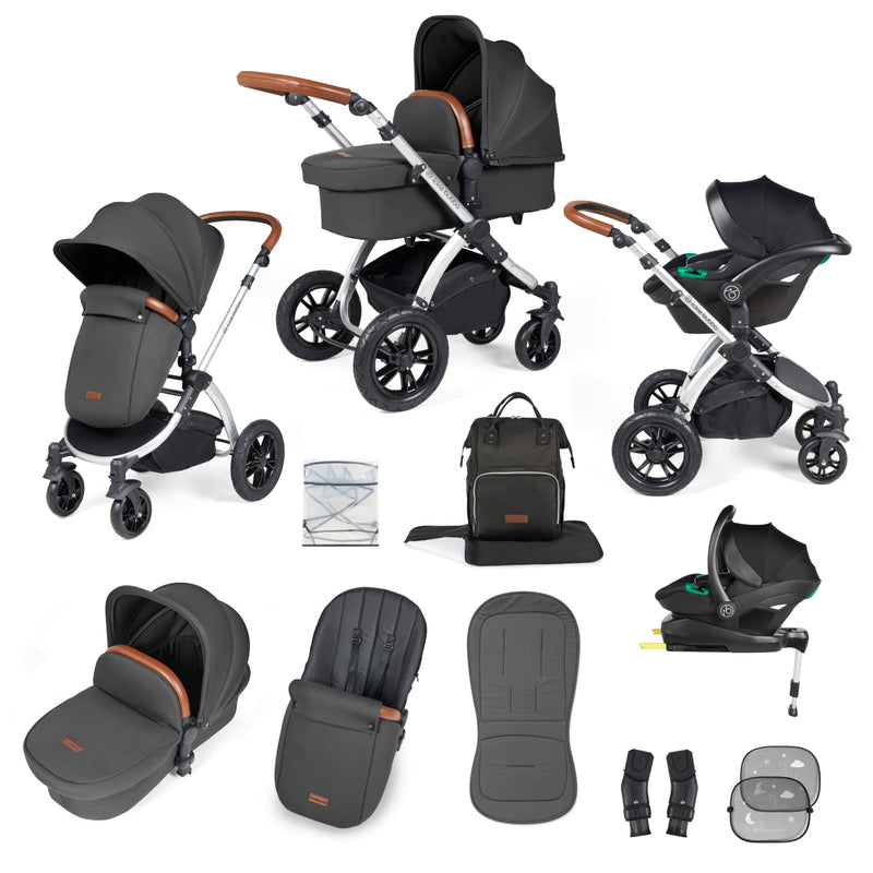 Stomp Luxe 12 Piece Travel System with i-Size Stratus Car Seat & ISOFIX Base