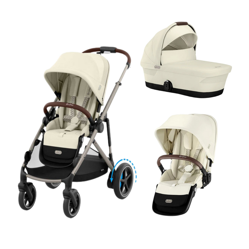 Cybex eGazelle S Twin/Double Bundle (2 seats & 1 carrycot) - Seashell Beige