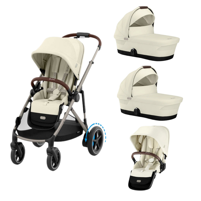 Cybex eGazelle S Twin Bundle (2 seats & 2 carrycots) - Seashell Beige