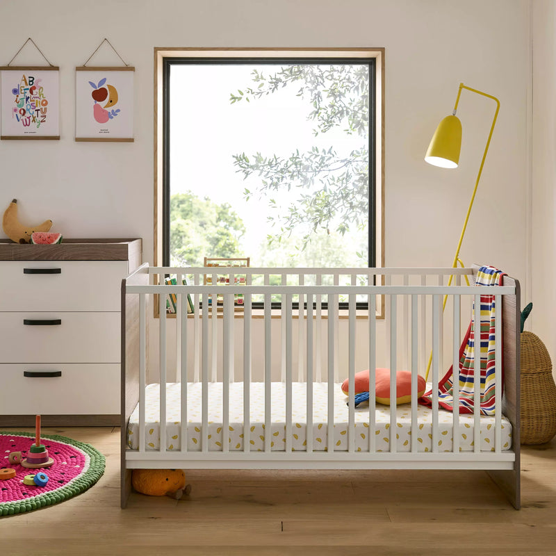 CuddleCo - Enzo 2 Piece Nursery Furniture Set - Truffle Oak & White