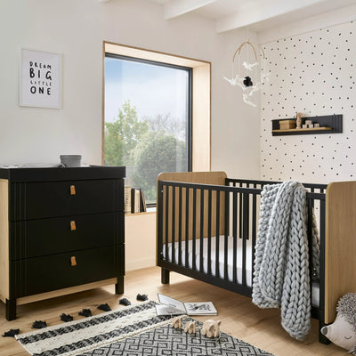 CuddleCo - Rafi 2 Piece Nursery Furniture Set - Oak & Black