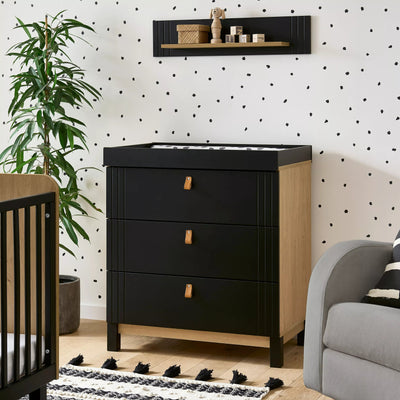 CuddleCo - Rafi 4 Piece Nursery Furniture Set - Oak & Black