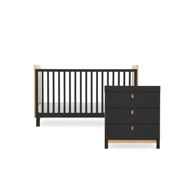 CuddleCo - Rafi 2 Piece Nursery Furniture Set - Oak & Black