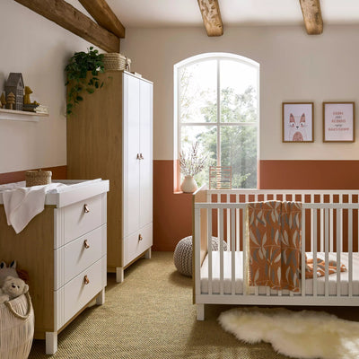 CuddleCo - Rafi 5 Piece Nursery Furniture Set - Oak & White