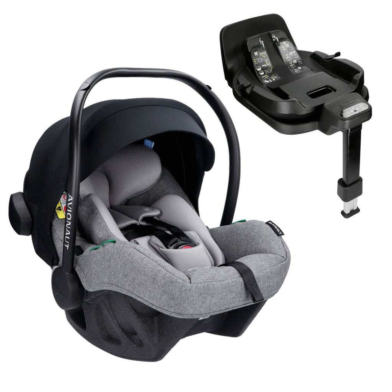 Avionaut Pixel Pro 2.0 C grey infant car seat with IQ Orbit swivel base for safe, comfortable travel