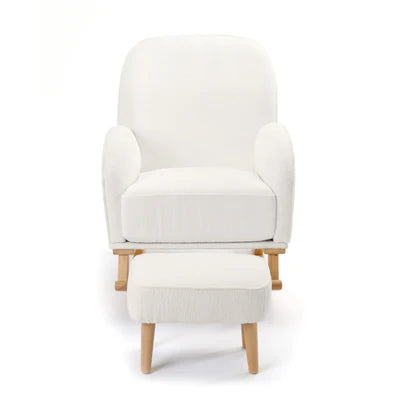 Babymore - Freya Nursing Chair with Stool - Off White Bouclé