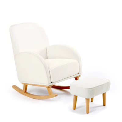 Babymore - Freya Nursing Chair with Stool - Off White Bouclé