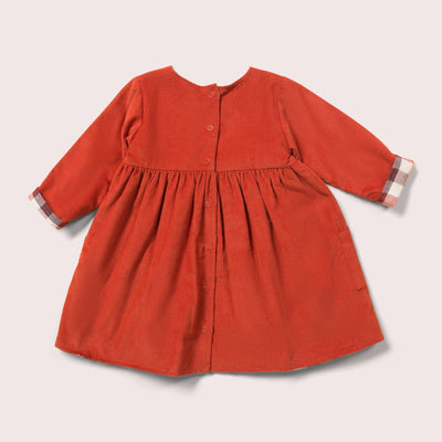 Little Green Radicals - Burnt Ochre Day After Day Reversible Corduroy Pocket Dress