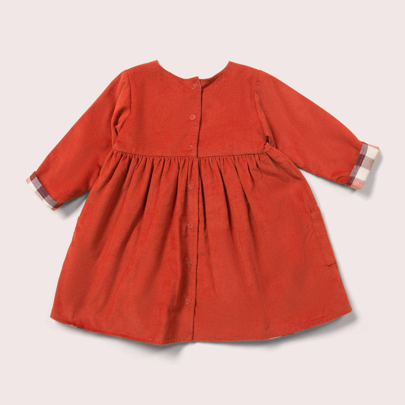 Little Green Radicals - Burnt Ochre Day After Day Reversible Corduroy Pocket Dress