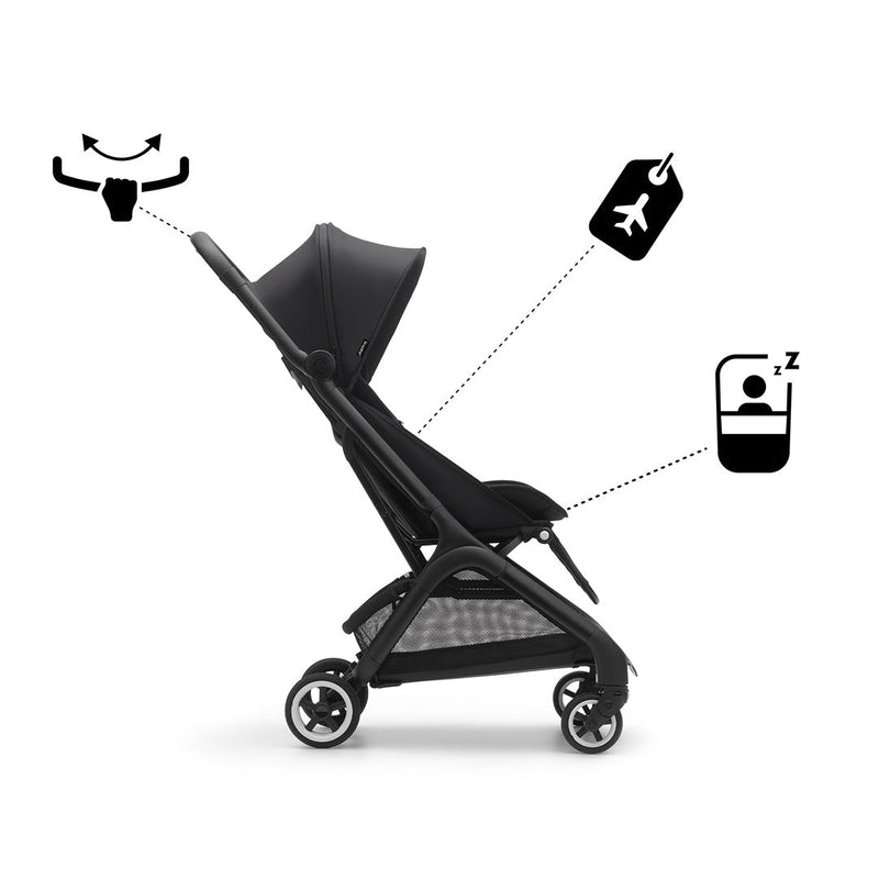 Bugaboo Butterfly Travel Pushchair - Black/Midnight Black - + Free Transport Bag