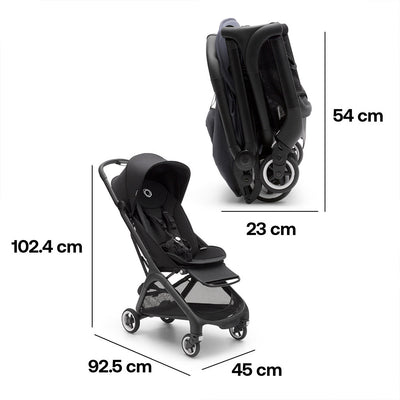 Bugaboo Butterfly Travel Pushchair - Black/Midnight Black - + Free Transport Bag