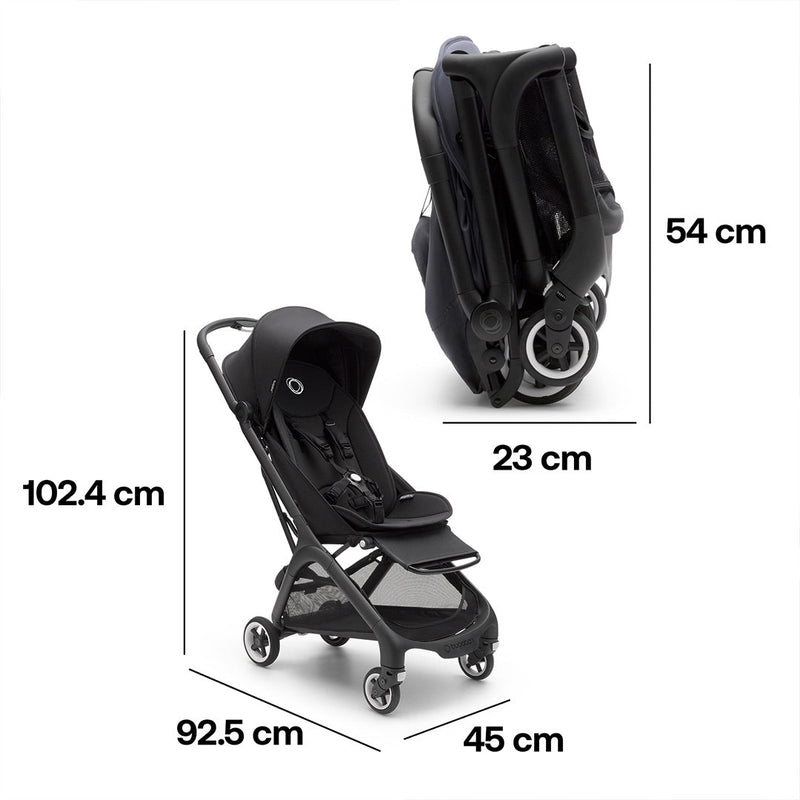 Bugaboo Butterfly Travel Pushchair - Black/Midnight Black - + Free Transport Bag
