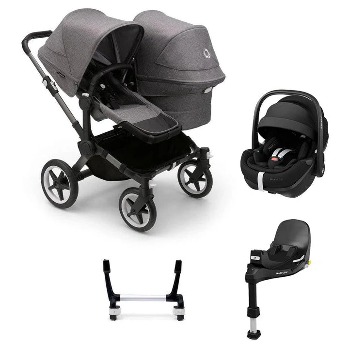 Bugaboo Donkey 5 Duo Complete + Pebble 360 Pro 2 Travel System - Grey Melange
