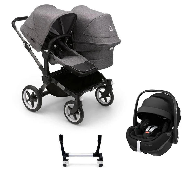 Bugaboo Donkey 5 Duo Complete + Pebble 360 Pro 2 Travel System - Grey Melange